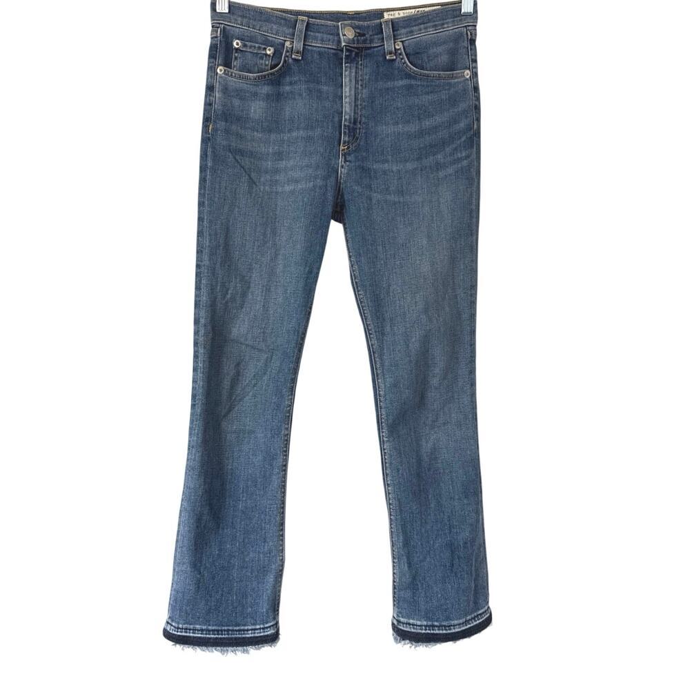 Rag & Bone Bootcut Flare Jeans Womens 28 Medium Wash Raw Hem in Croyden USA